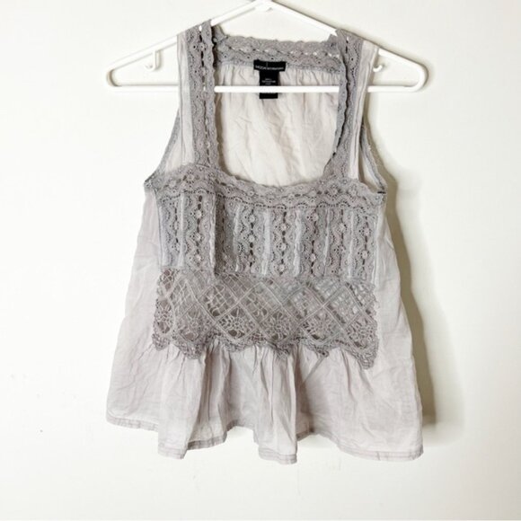 Victoria's Secret Moda Babydoll Blouse Tank Top Gray Lace Size XS - Picture 2 of 11